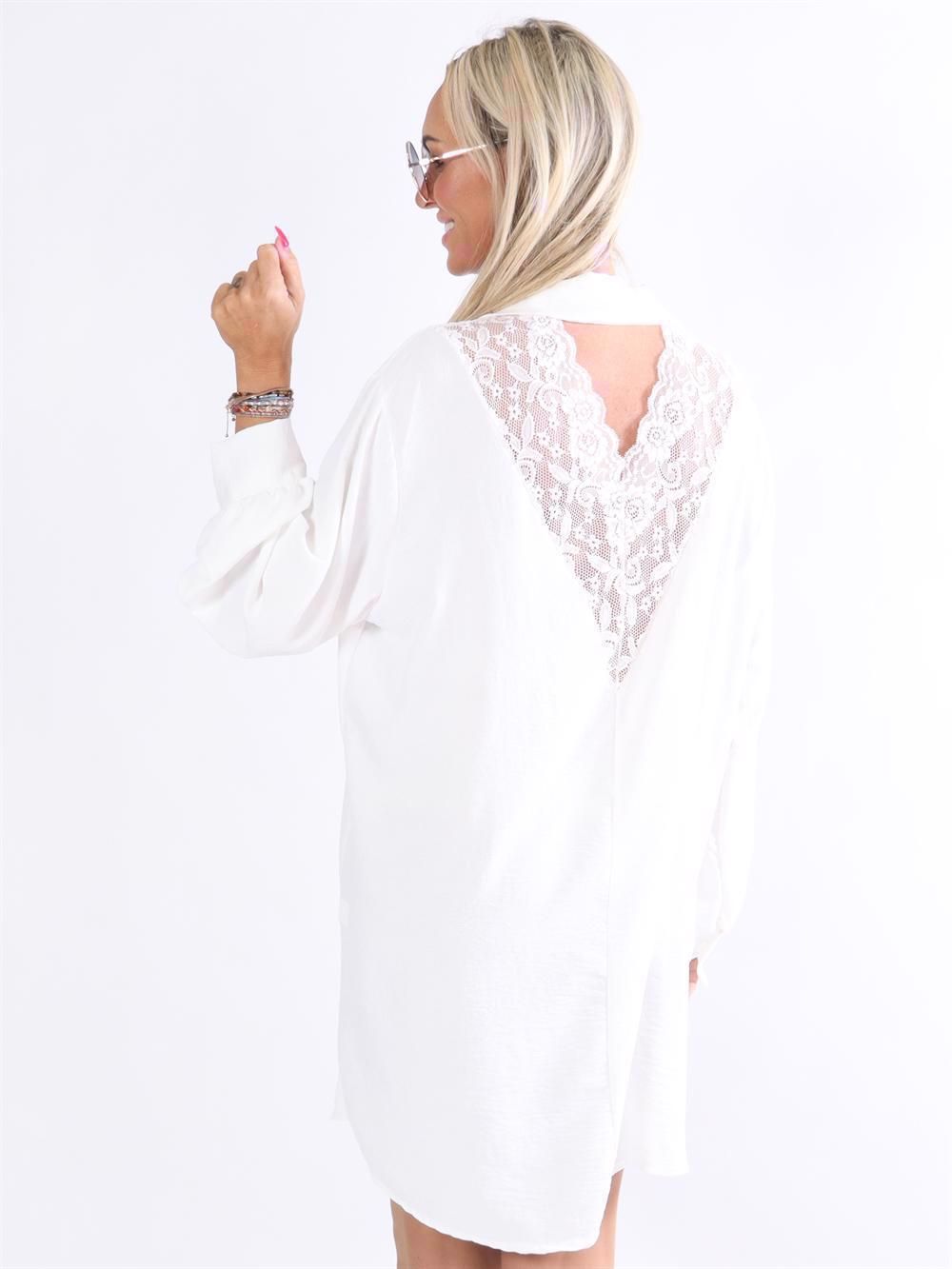 Frija - Skjorte med blonderyg